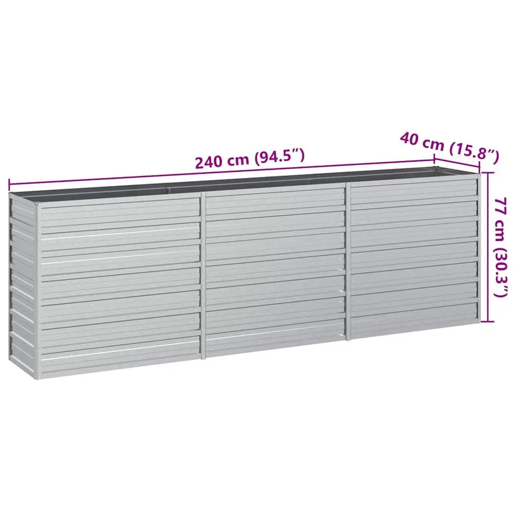 Galvanized Steel Raised Garden Bed Planter 240x40x77cm Outdoor Flowers