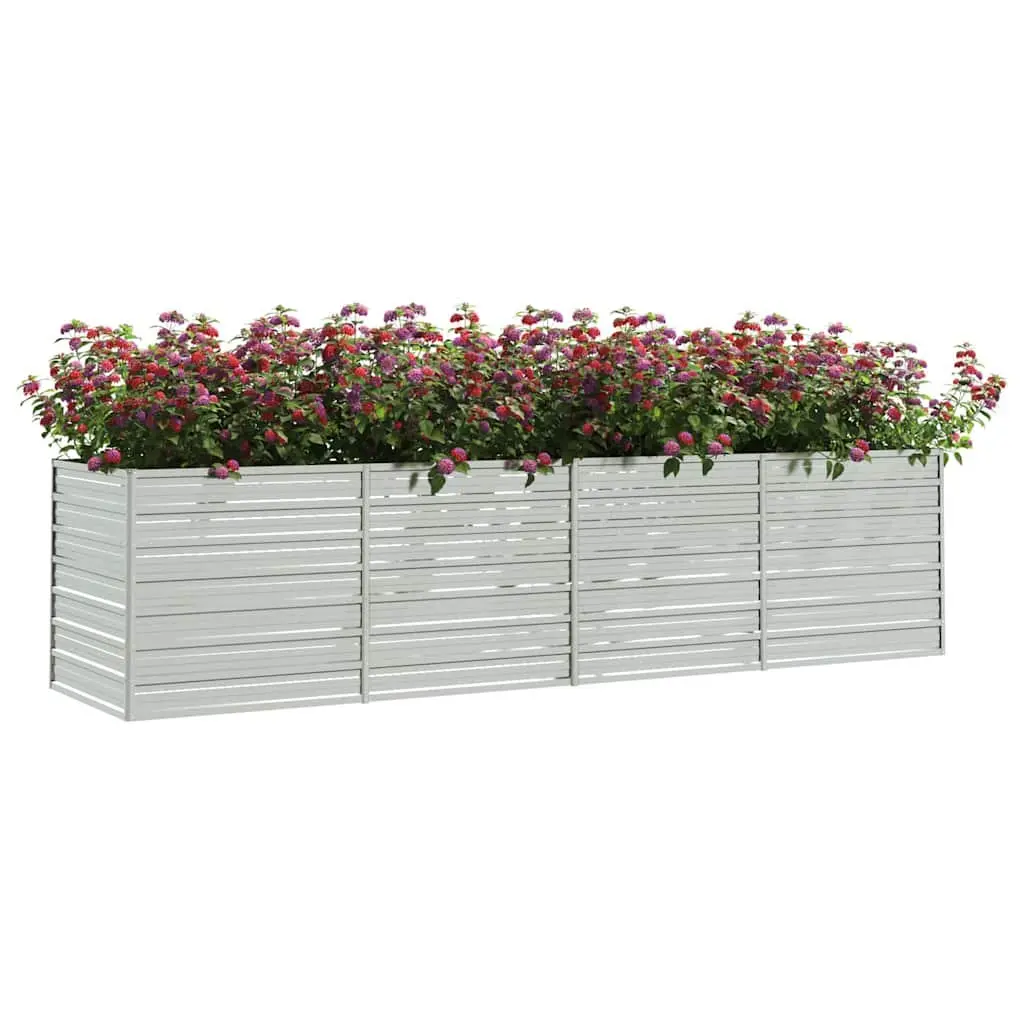Garden Raised Bed Silver 320x80x77 cm Metal Planter Galvanized Steel