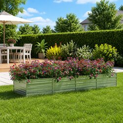 Compact Galvanized Steel Raised Garden Bed 320x80x45 cm