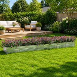 Raised Garden Bed Planter in Silver