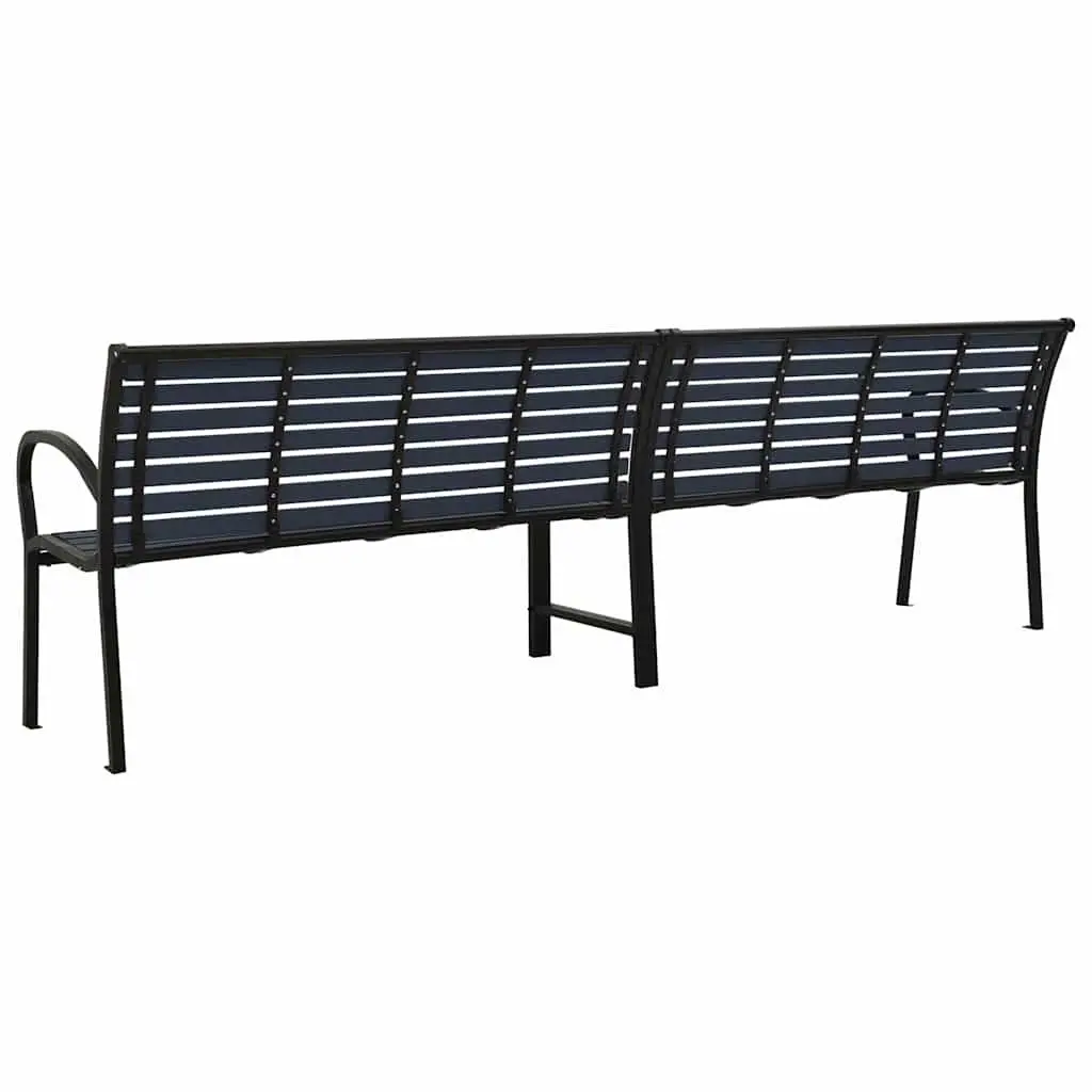 Twin Garden Bench Black 251cm Steel WPC Durable Outdoor Furniture