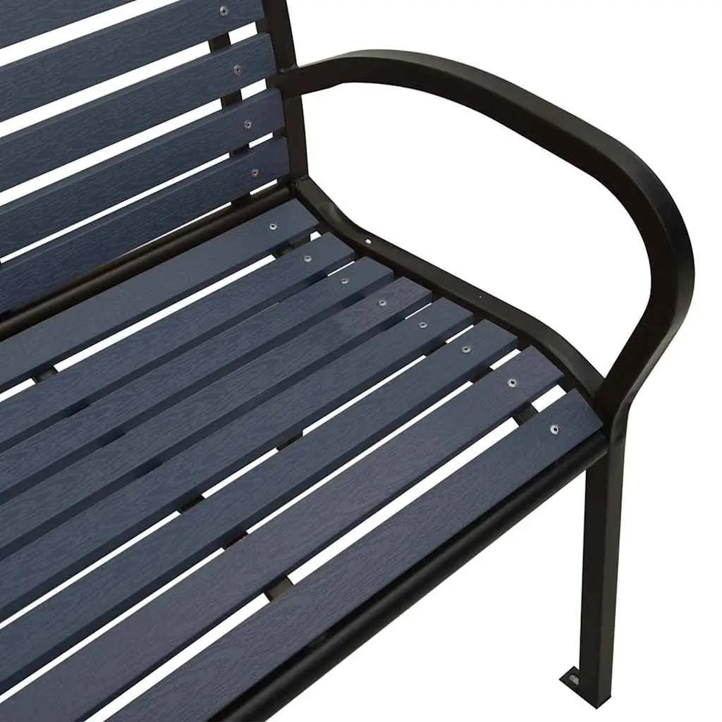 Twin Garden Bench Black 251cm Steel WPC Durable Outdoor Furniture