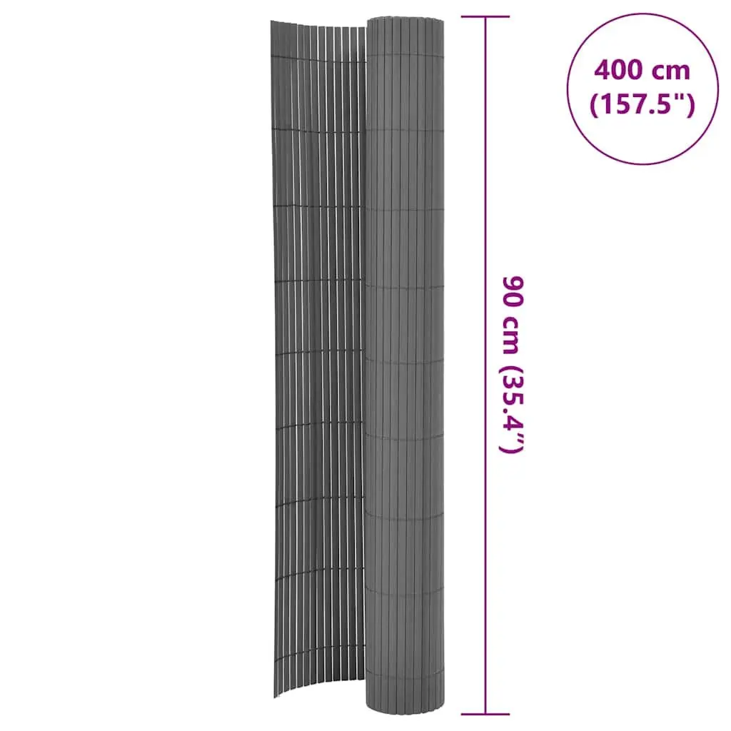 Garden Fence Panel Grey 90x400 cm Double-Sided Decorative Outdoor Barrier