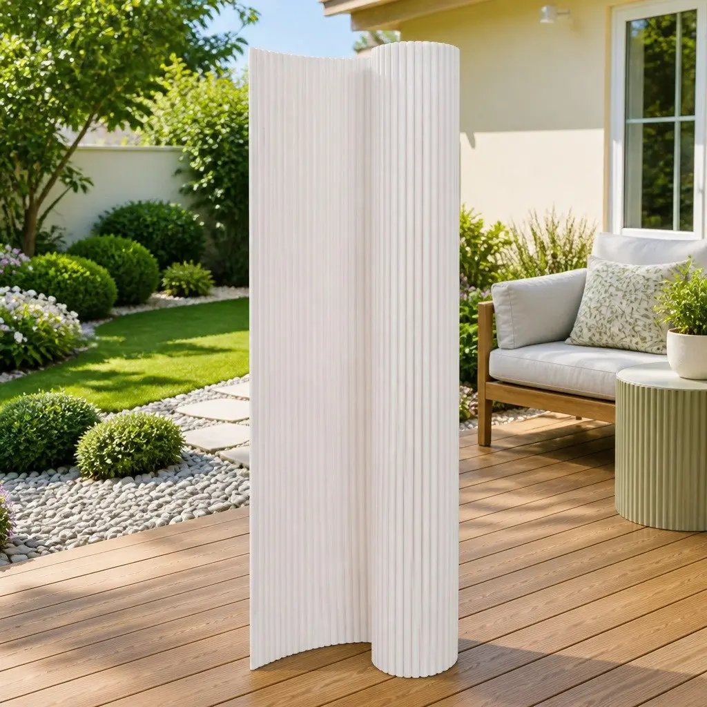 Double-Sided Garden Fence Panel White 110x300 cm Weather-Resistant PVC Decorative Barrier
