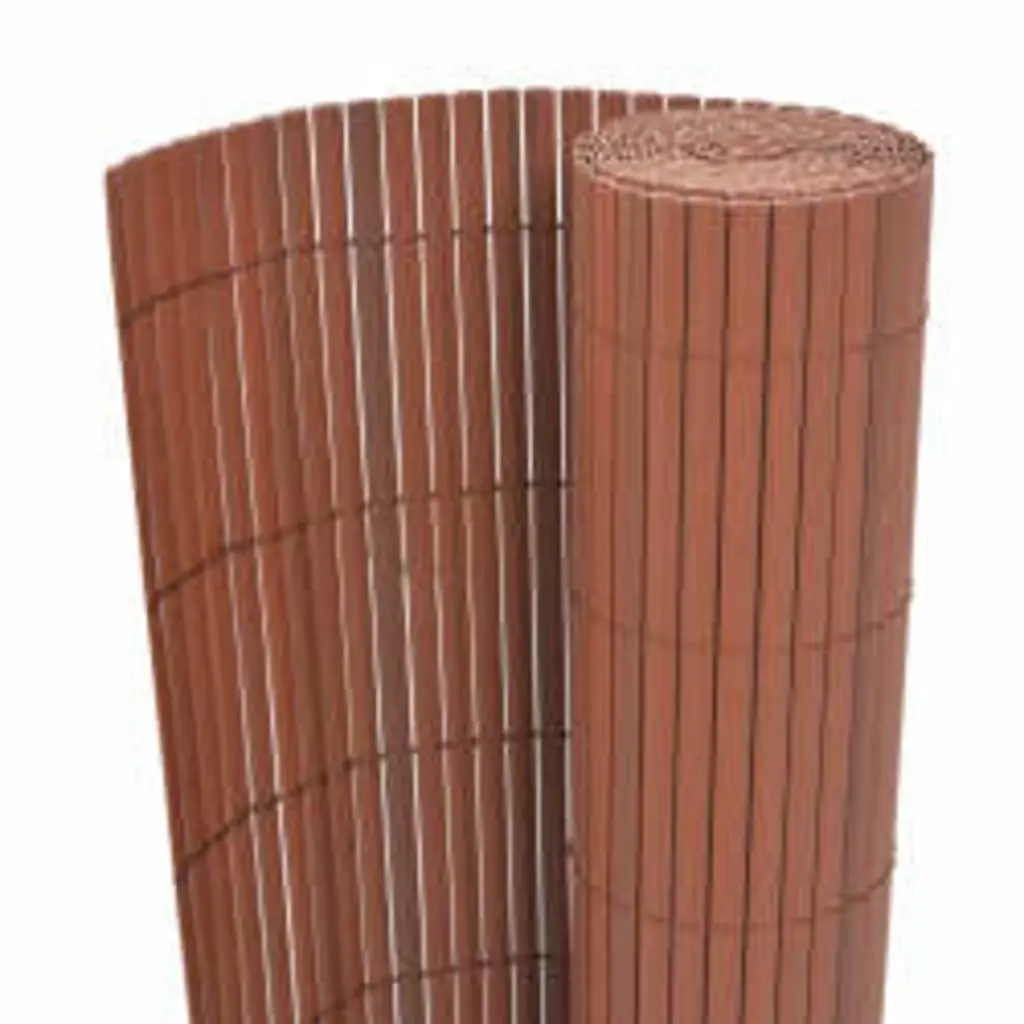 Double-Sided Garden Fence Panel Brown 110x300 cm Outdoor Screening Barrier