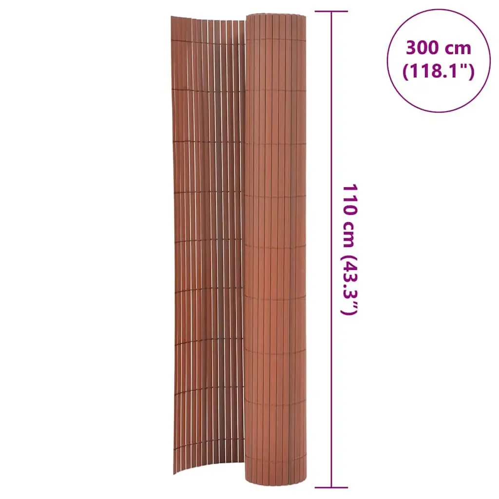 Double-Sided Garden Fence Panel Brown 110x300 cm Outdoor Screening Barrier