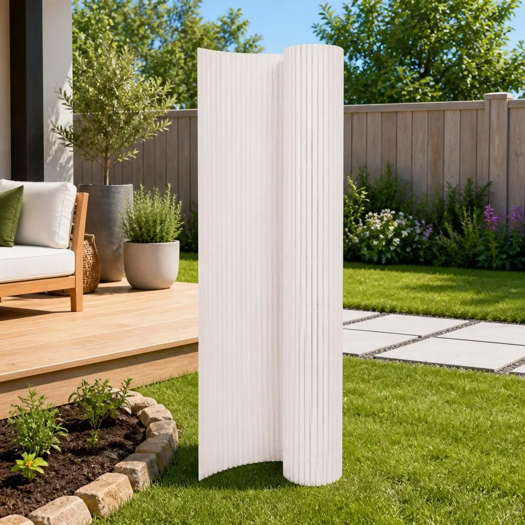 Garden Fence Panel White 110x400cm Double-Sided Weather-Resistant Decorative Barrier