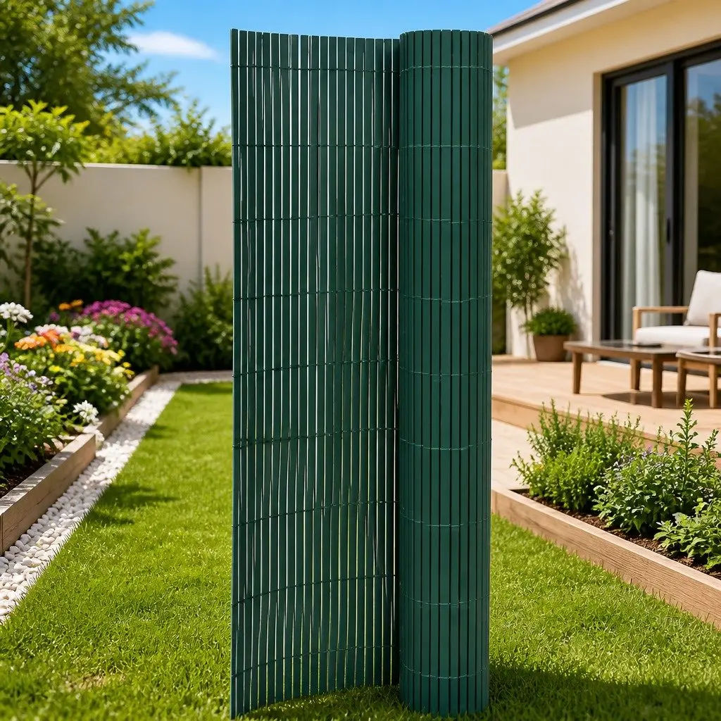 Garden Fence Panel Green 110x400cm Double-Sided Weather-Resistant PVC