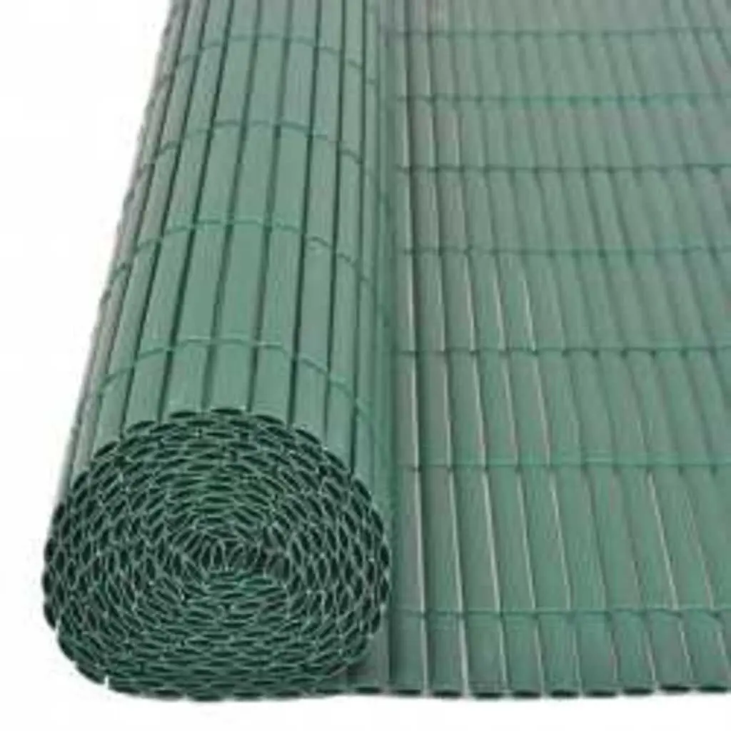 Double-Sided Garden Fence Panel Green 110x500 cm Weather-Resistant PVC Decorative Barrier