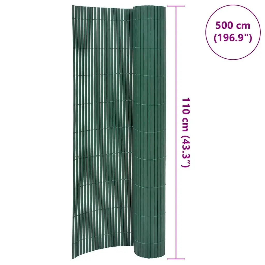 Double-Sided Garden Fence Panel Green 110x500 cm Weather-Resistant PVC Decorative Barrier