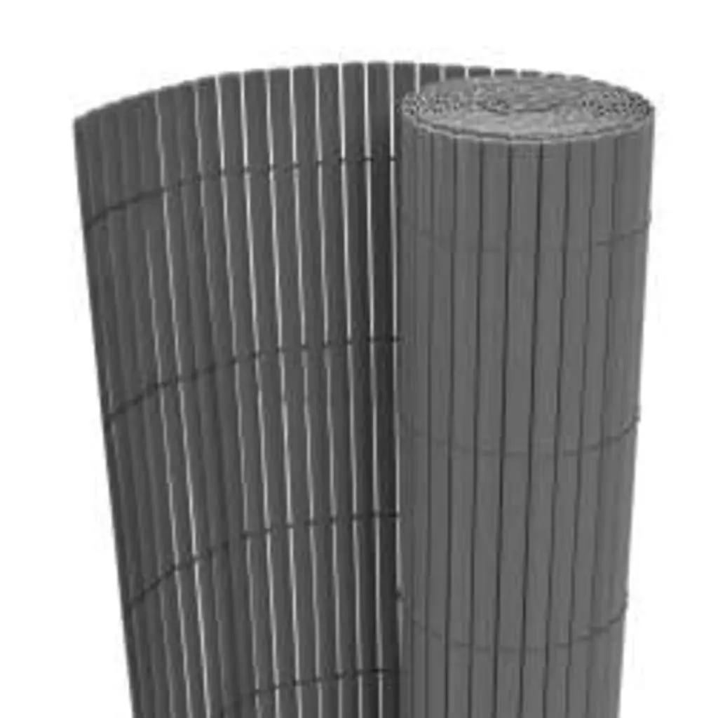 Double-Sided Garden Fence Panel Grey 110x500cm Weather-Resistant PVC Decorative Barrier