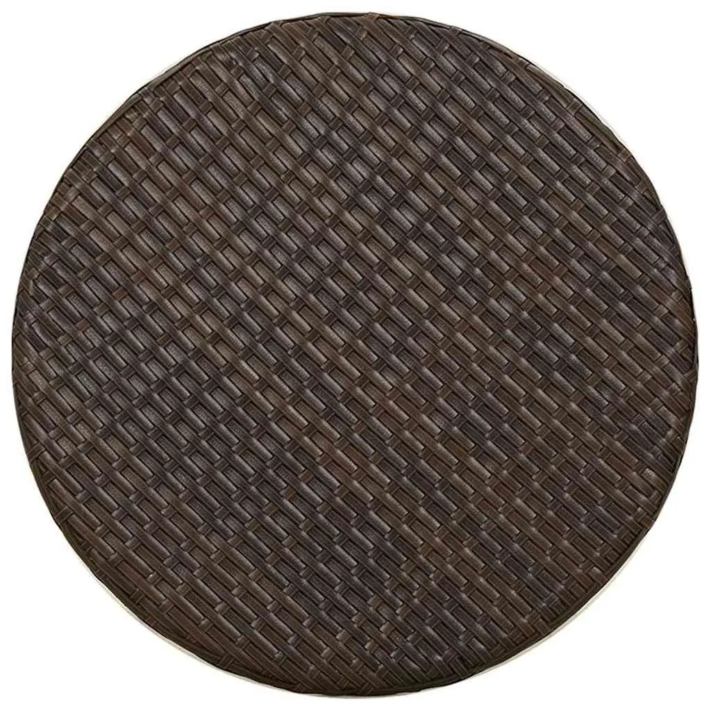 Round Tea Table Brown 45cm Weather Resistant PE Rattan Outdoor Garden Patio