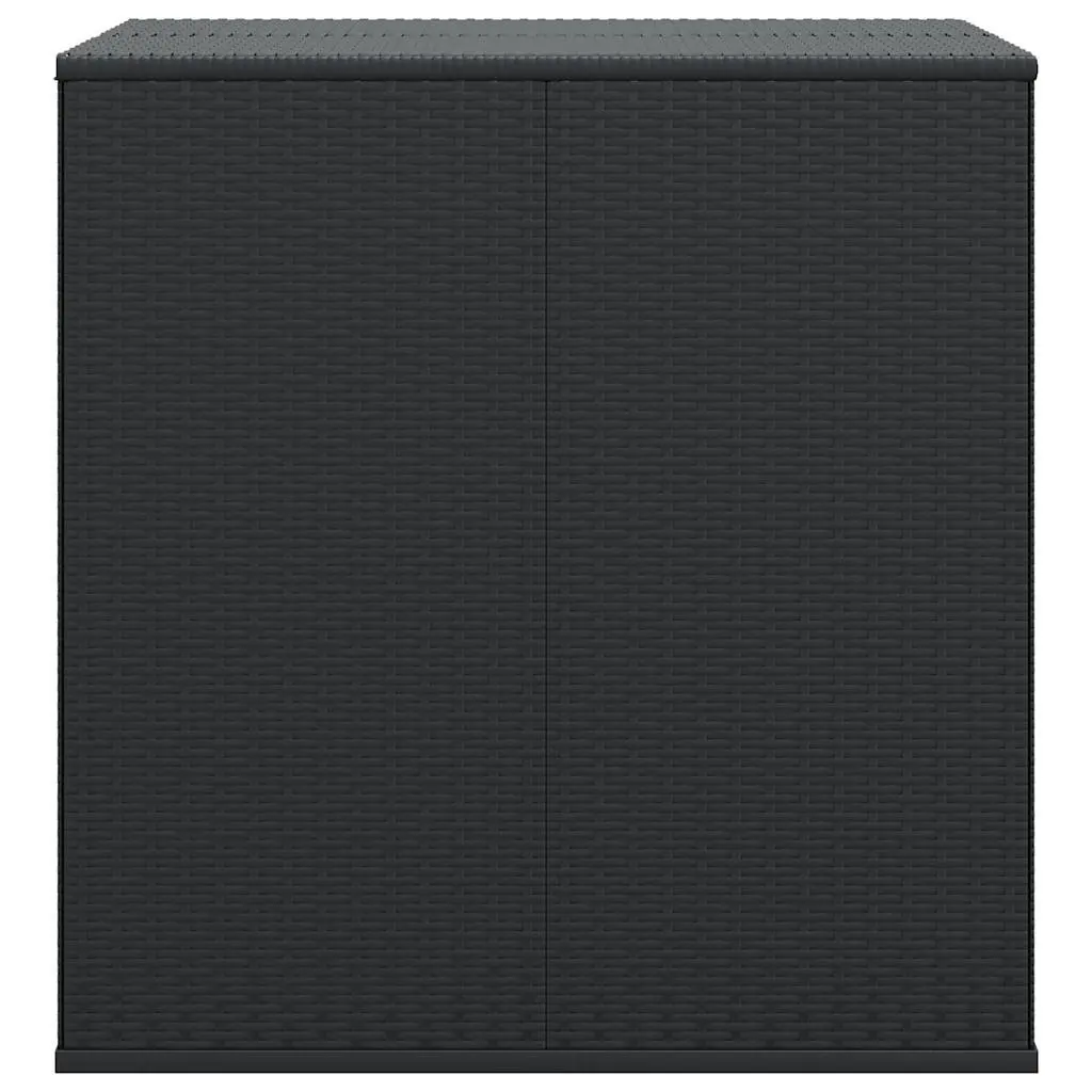 Outdoor Storage Box Black PE Rattan Weather-Resistant Garden Cushion Chest