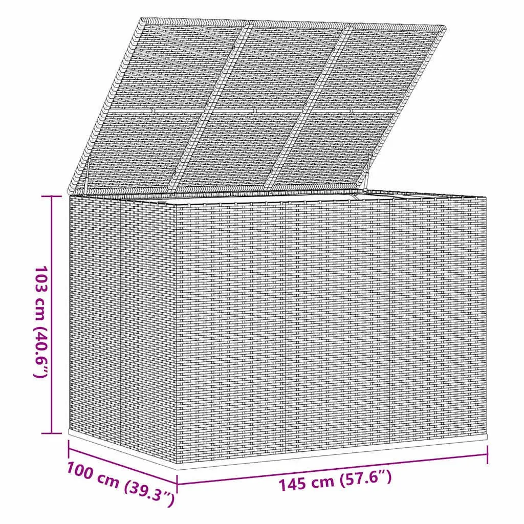 Garden Cushion Storage Box Outdoor Patio Furniture PE Rattan Weather Resistant