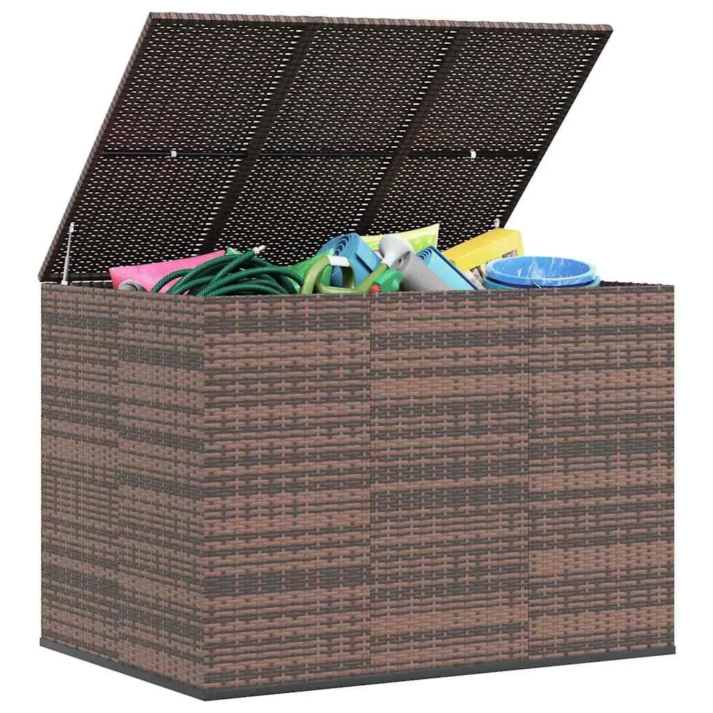 Garden Cushion Storage Box PE Rattan Outdoor Patio Deck Furniture Brown