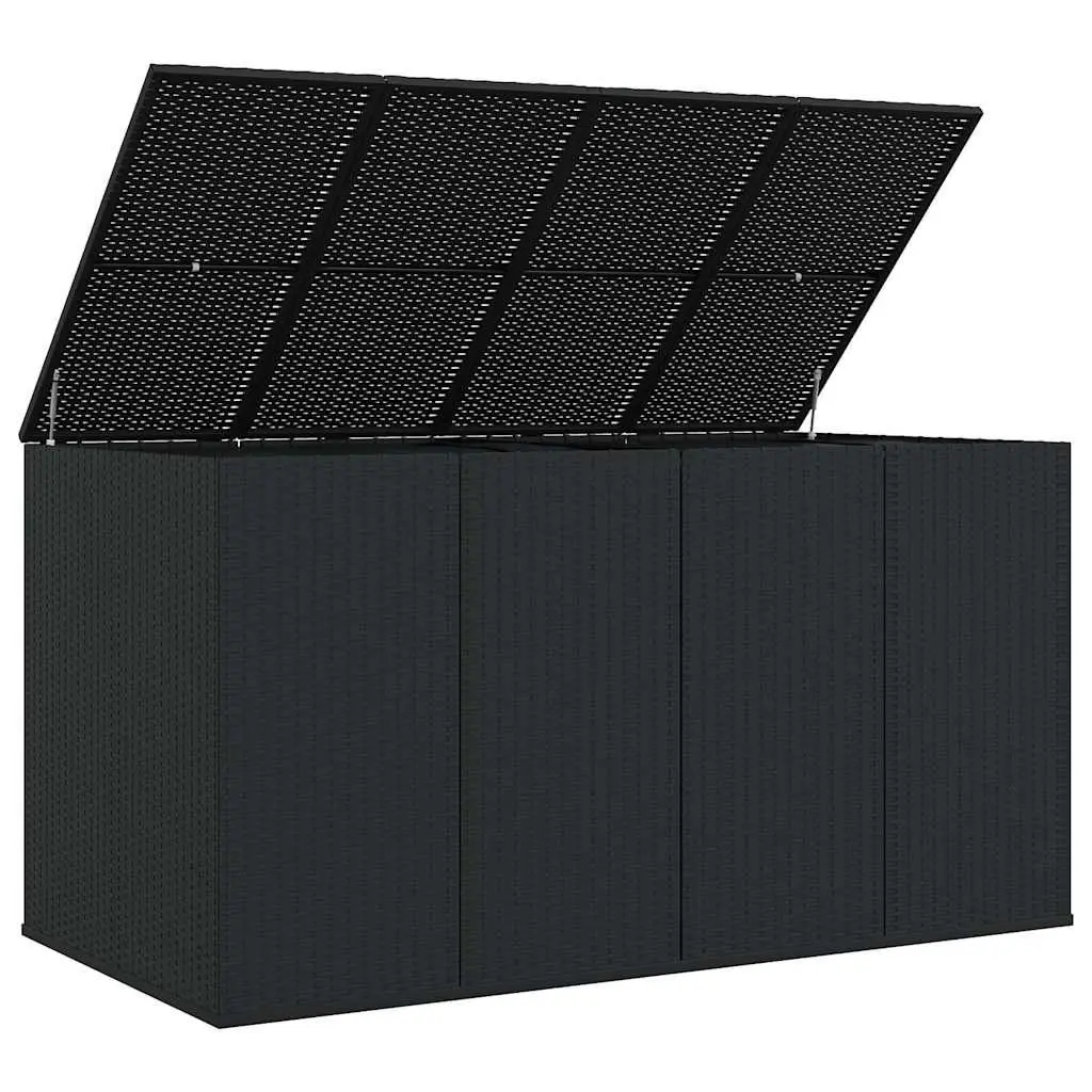 Garden Cushion Storage Box PE Rattan Outdoor Indoor 194x100x103cm Black