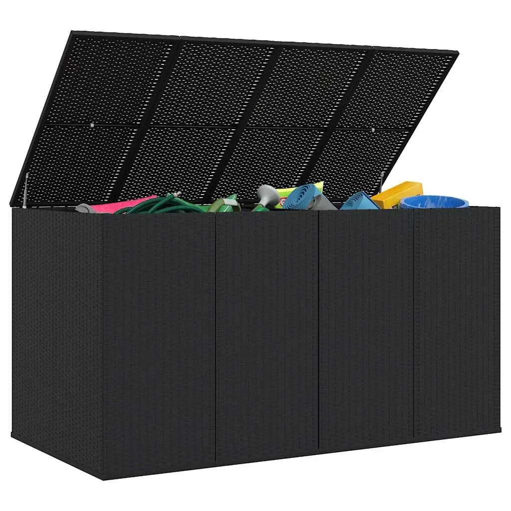 Garden Cushion Storage Box PE Rattan Outdoor Indoor 194x100x103cm Black