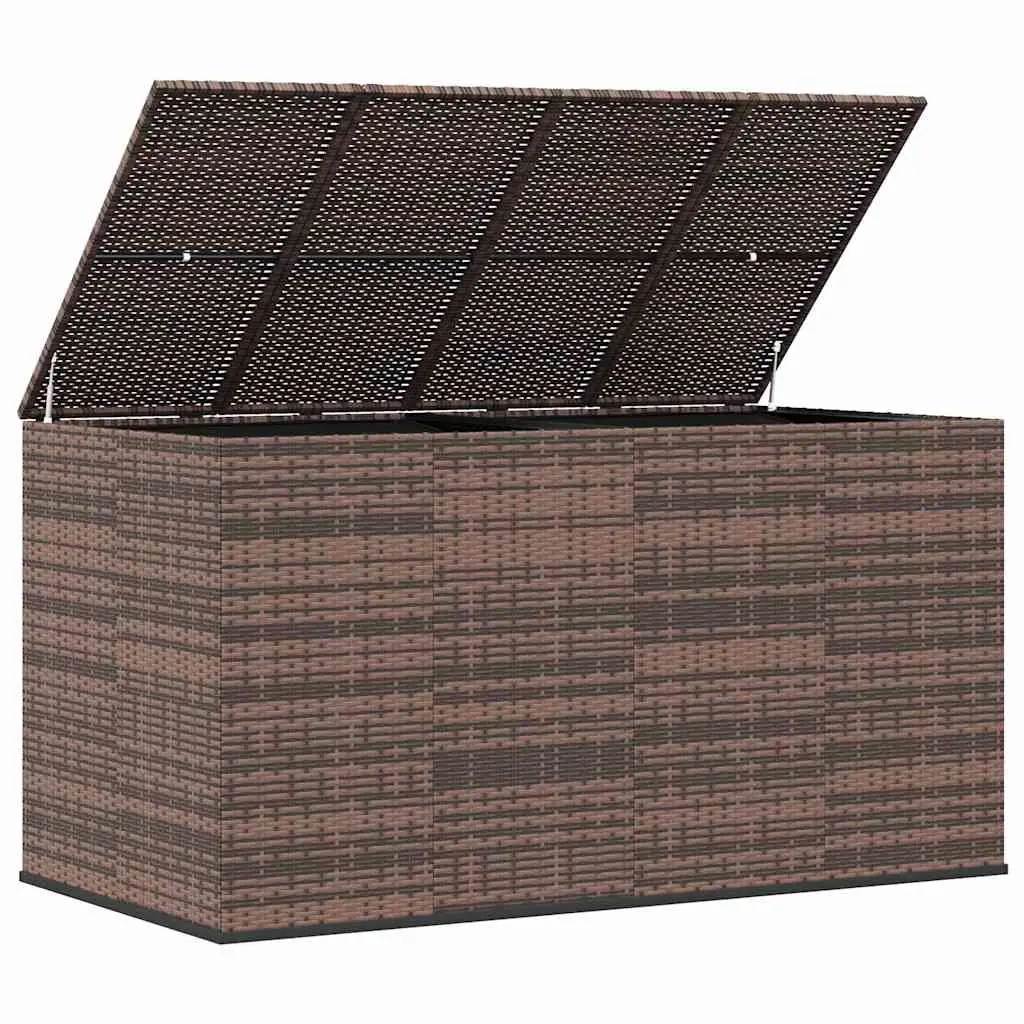 Garden Storage Box PE Rattan 194x100x103cm Brown Outdoor Cushion Chest