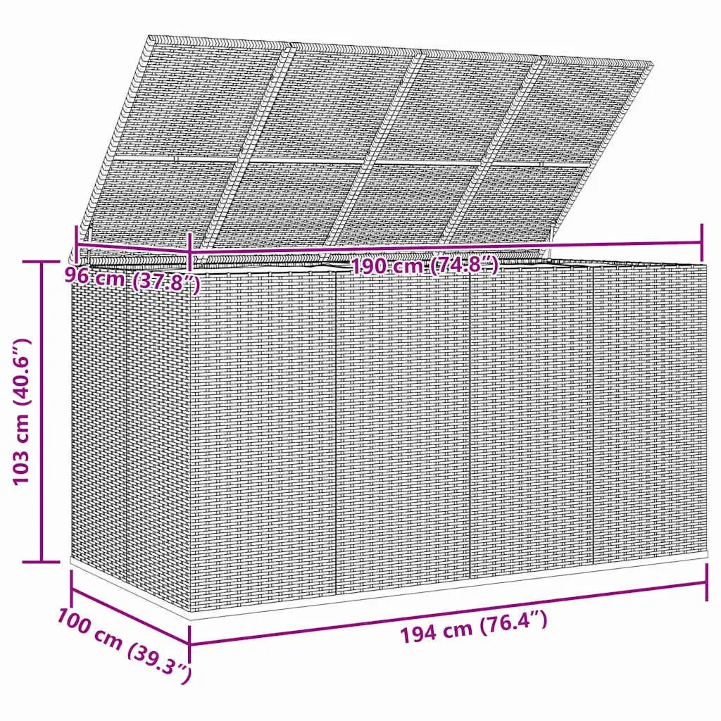 Garden Cushion Storage Box 194x100x103cm