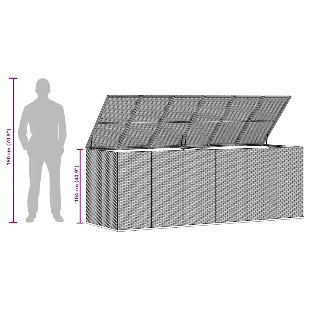 Garden Storage Box PE Rattan Outdoor Cushion Container Grey 291x100.5x104cm