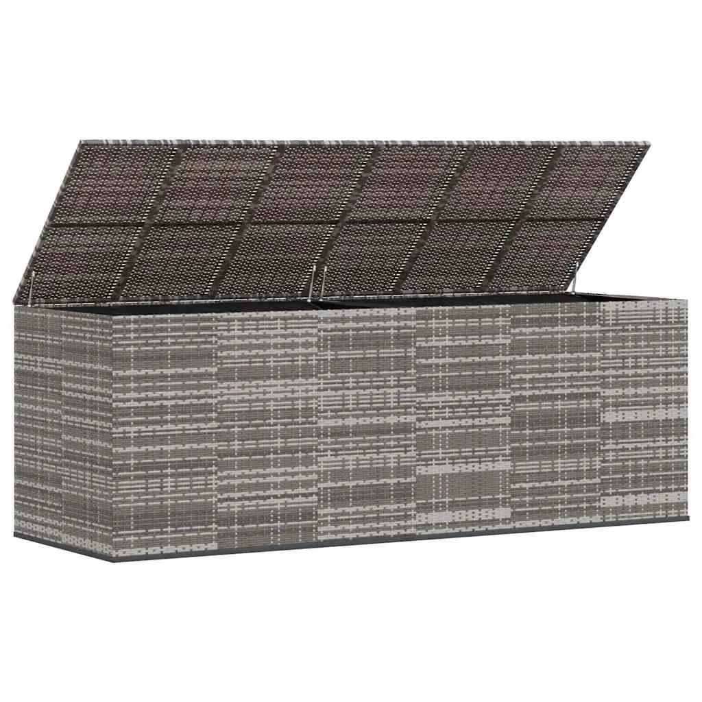 Garden Storage Box PE Rattan Outdoor Cushion Container Grey 291x100.5x104cm