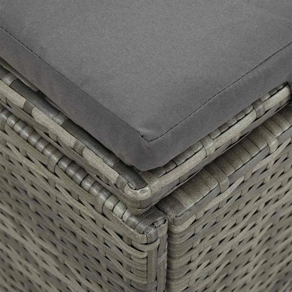 Convertible Sun Bed Sofa Outdoor Garden Lounger Poly Rattan Grey Cushions