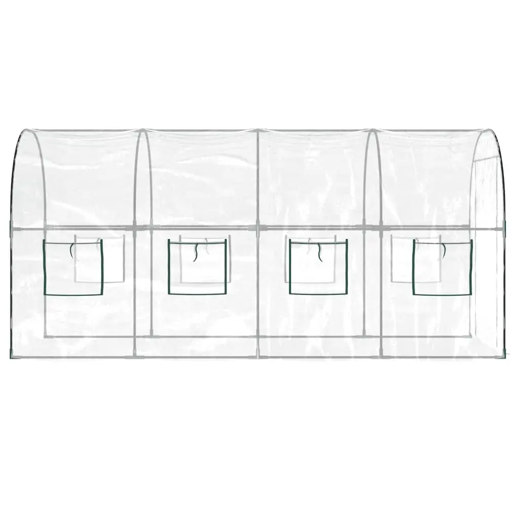 Greenhouse Transparent 160x400x190cm PVC Cover Roll-Up Windows Steel Frame