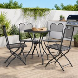 Folding Garden Chairs 4 pcs Outdoor Patio Seating Expanded Metal Mesh Anthracite