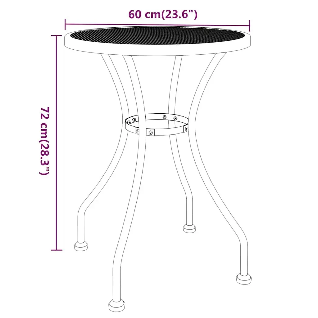 Garden Dining Table Round Ø60cm Mesh Tabletop Patio Furniture Outdoor Anthracite