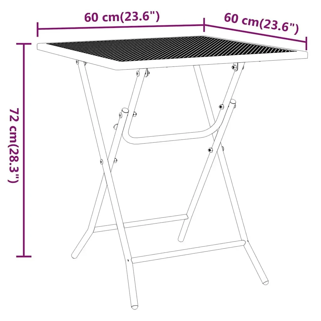 Garden Table 60x60x72cm Outdoor Patio Dining Mesh Top Anthracite Modern Design