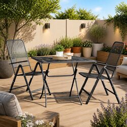 Compact Garden Dining Table 80x80x72cm Mesh Top