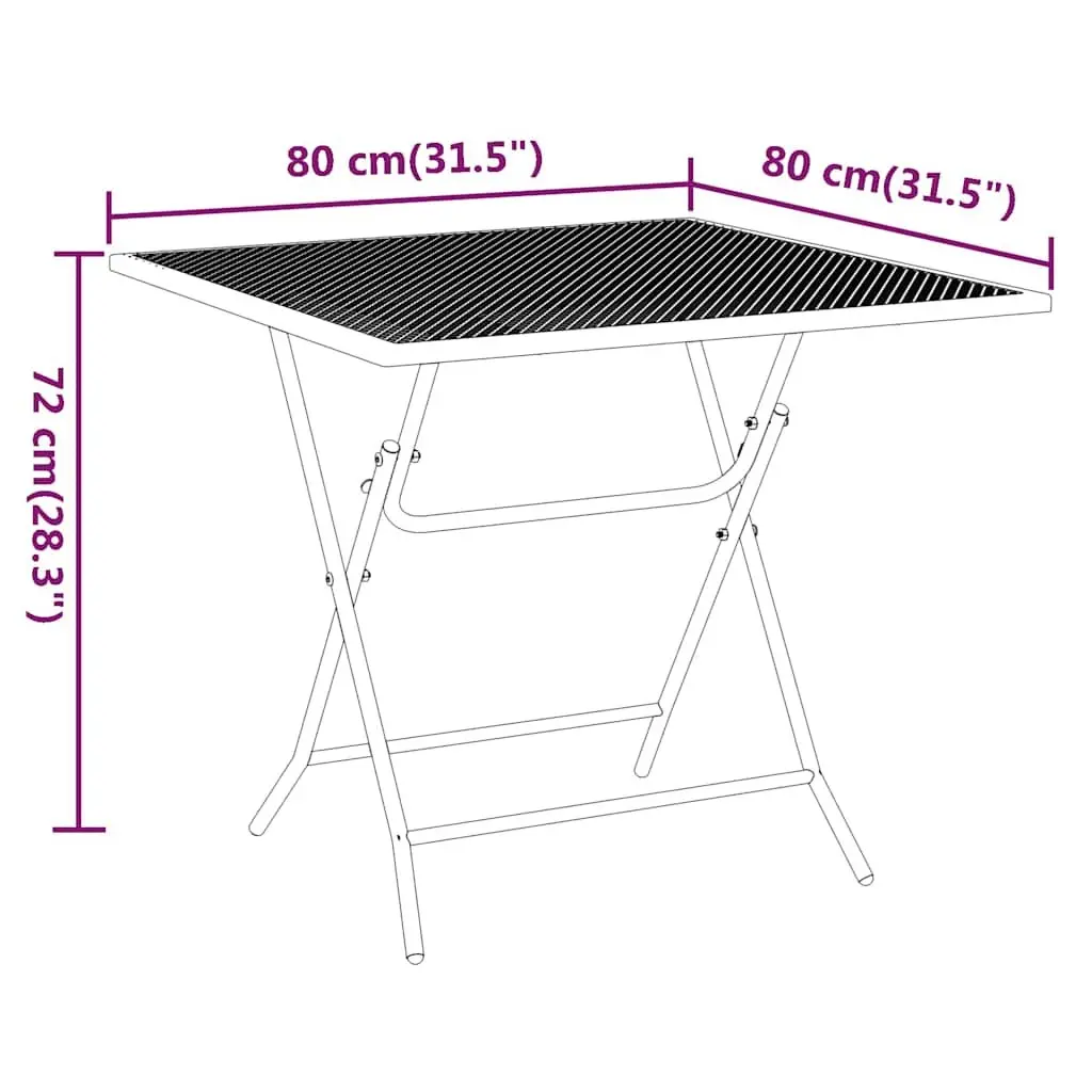 Garden Dining Table 80x80x72cm Mesh Top