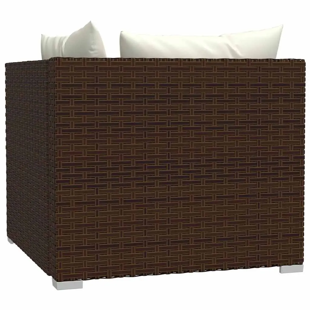 2-Seater Outdoor Sofa Brown Waterproof PE Rattan Removable Cushions