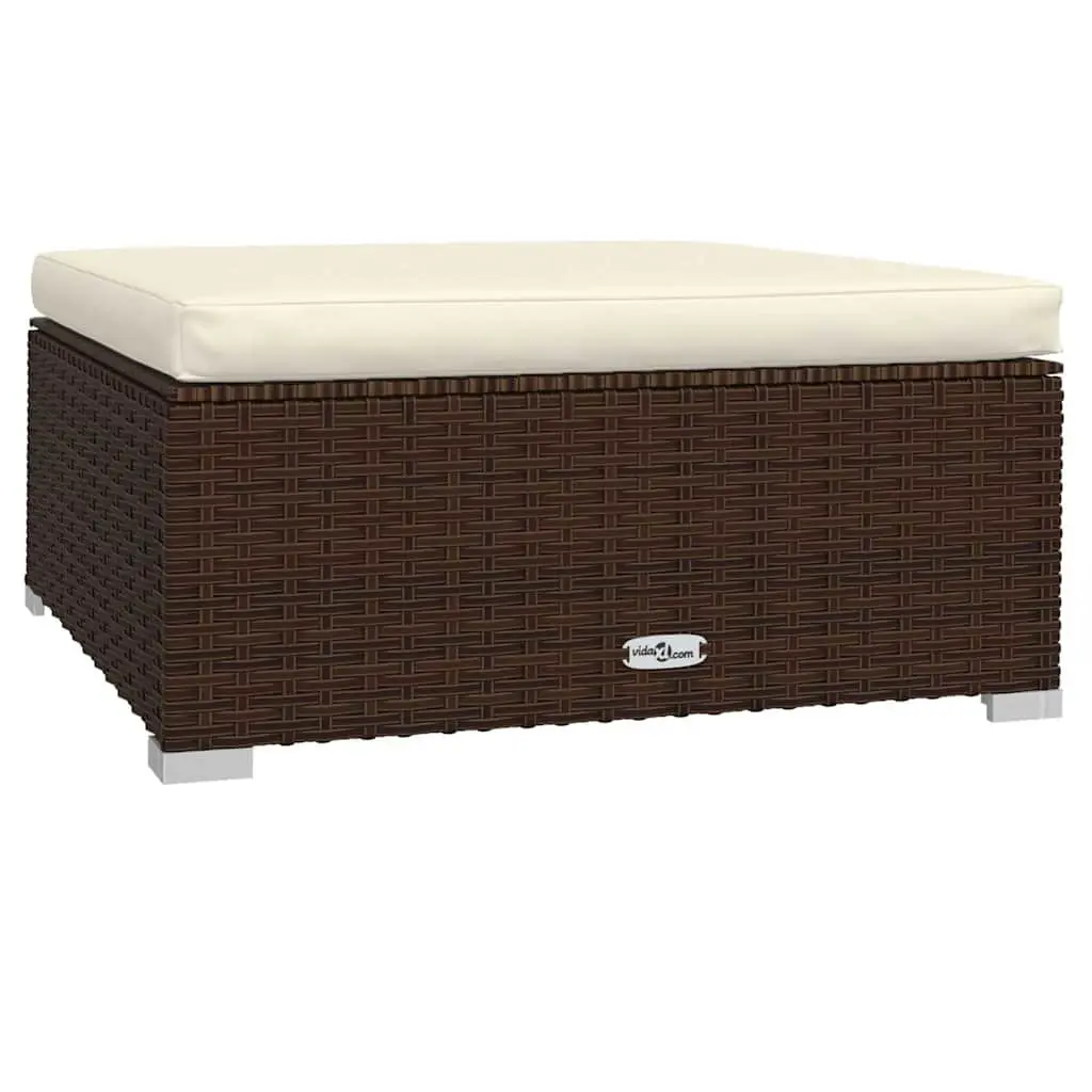 Garden Lounge Set 4 Piece Brown Poly Rattan Patio Furniture with Cushions
