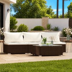 4-Piece Brown Rattan Lounge Set