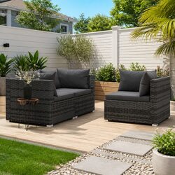 Sleek 3 Piece Outdoor Garden Lounge Set in Grey