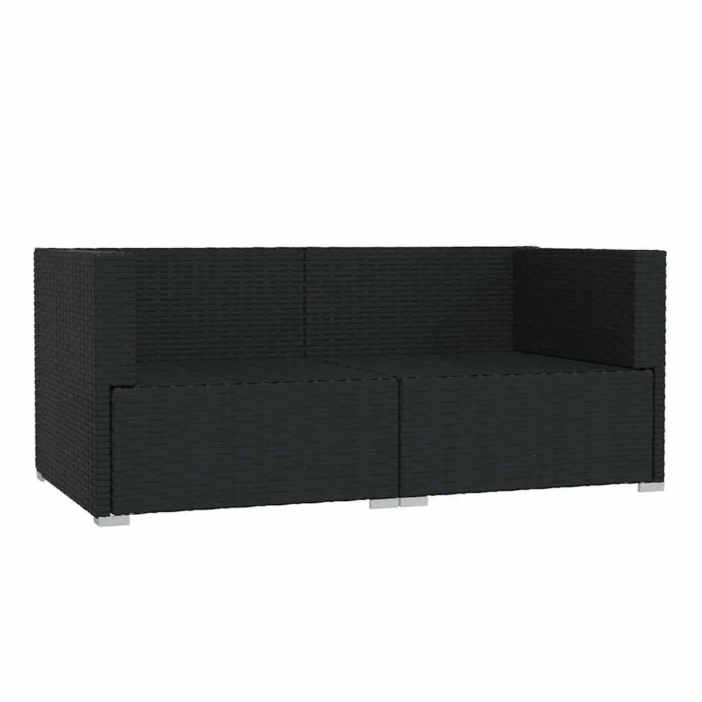 2-Seater Outdoor Garden Sofa Set Black Rattan Patio Furniture with Cushions