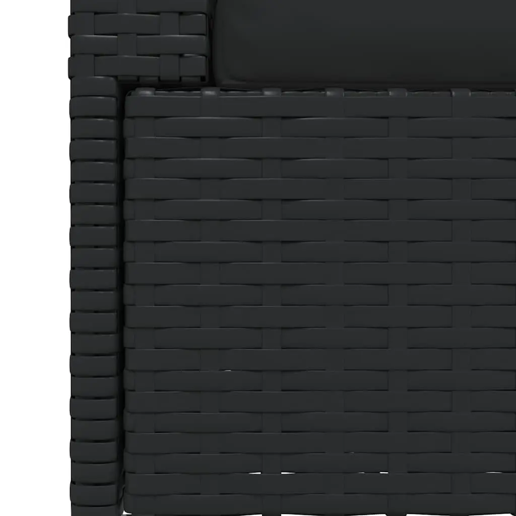 2-Seater Outdoor Garden Sofa Set Black Rattan Patio Furniture with Cushions