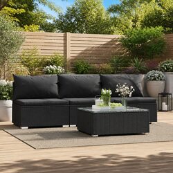 Garden Lounge Set 4 Piece Outdoor Patio Furniture Modular Rattan Sofa Cushions