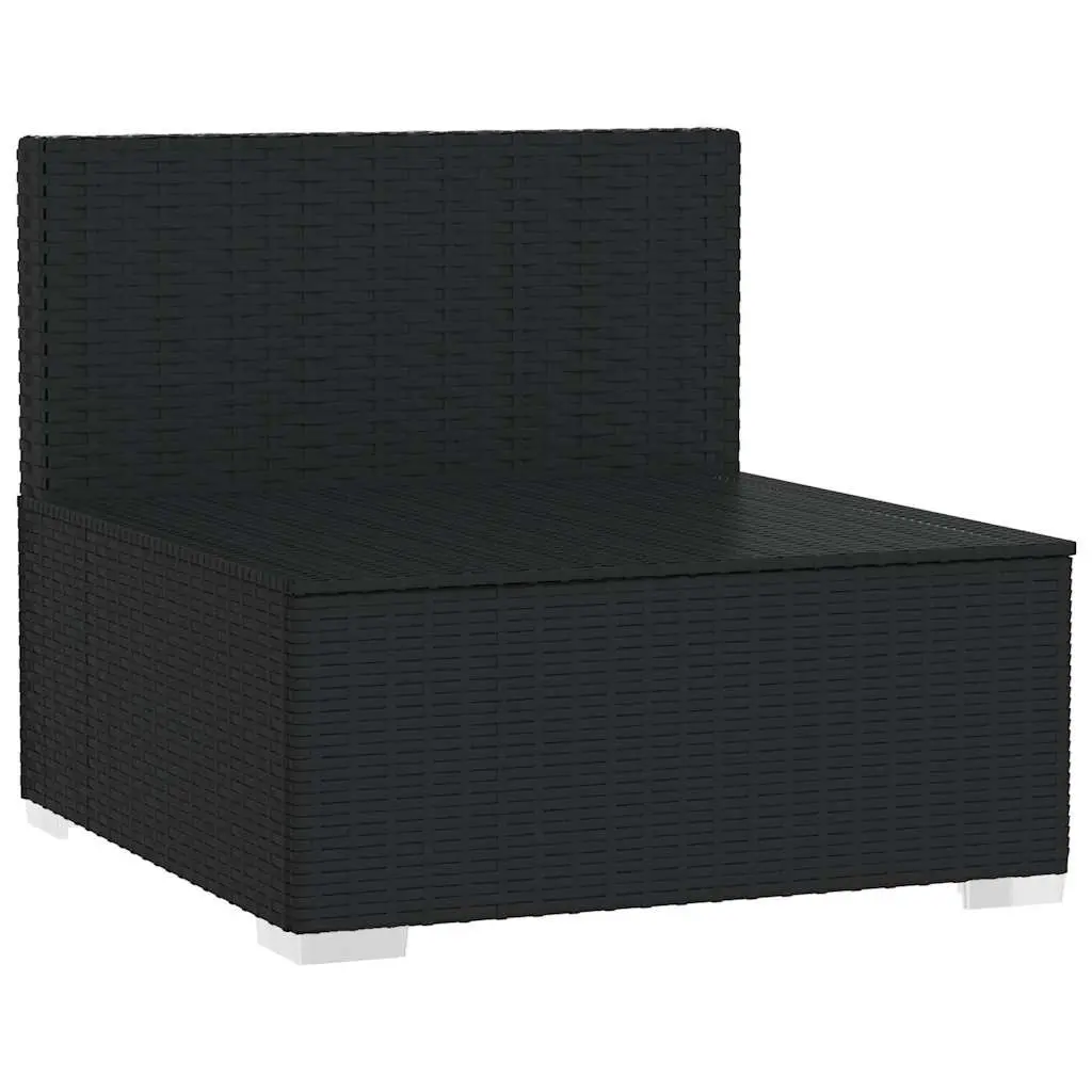 Garden Middle Sofa with Cushions Black Poly Rattan Modular Outdoor Seat