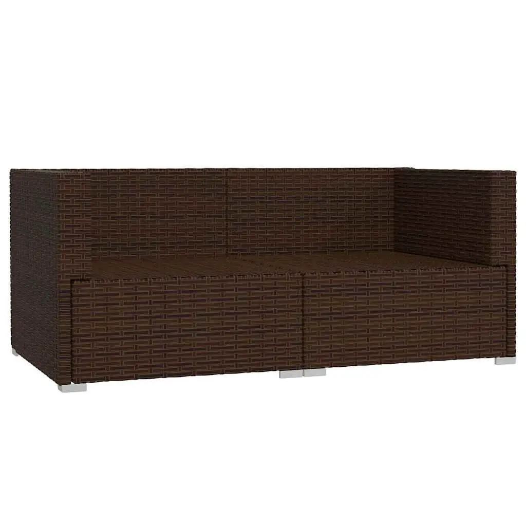 2-Seater Outdoor Sofa Brown Rattan Cushions Weather-Resistant Patio Furniture Set