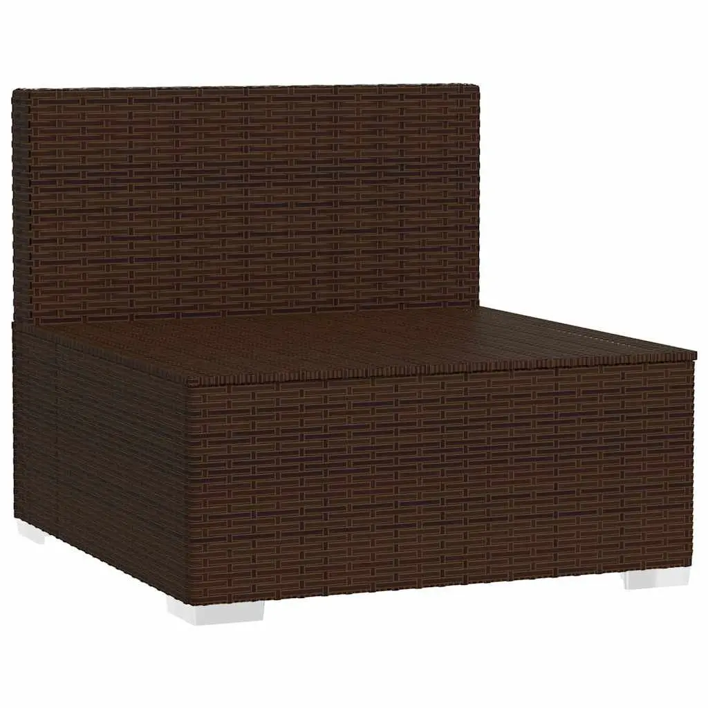 Garden Middle Sofa Brown Modular Outdoor Sectional Seat with Cushions