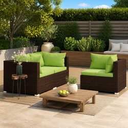 3 Piece Brown Rattan Outdoor Sofa Set – Stylish and Functional