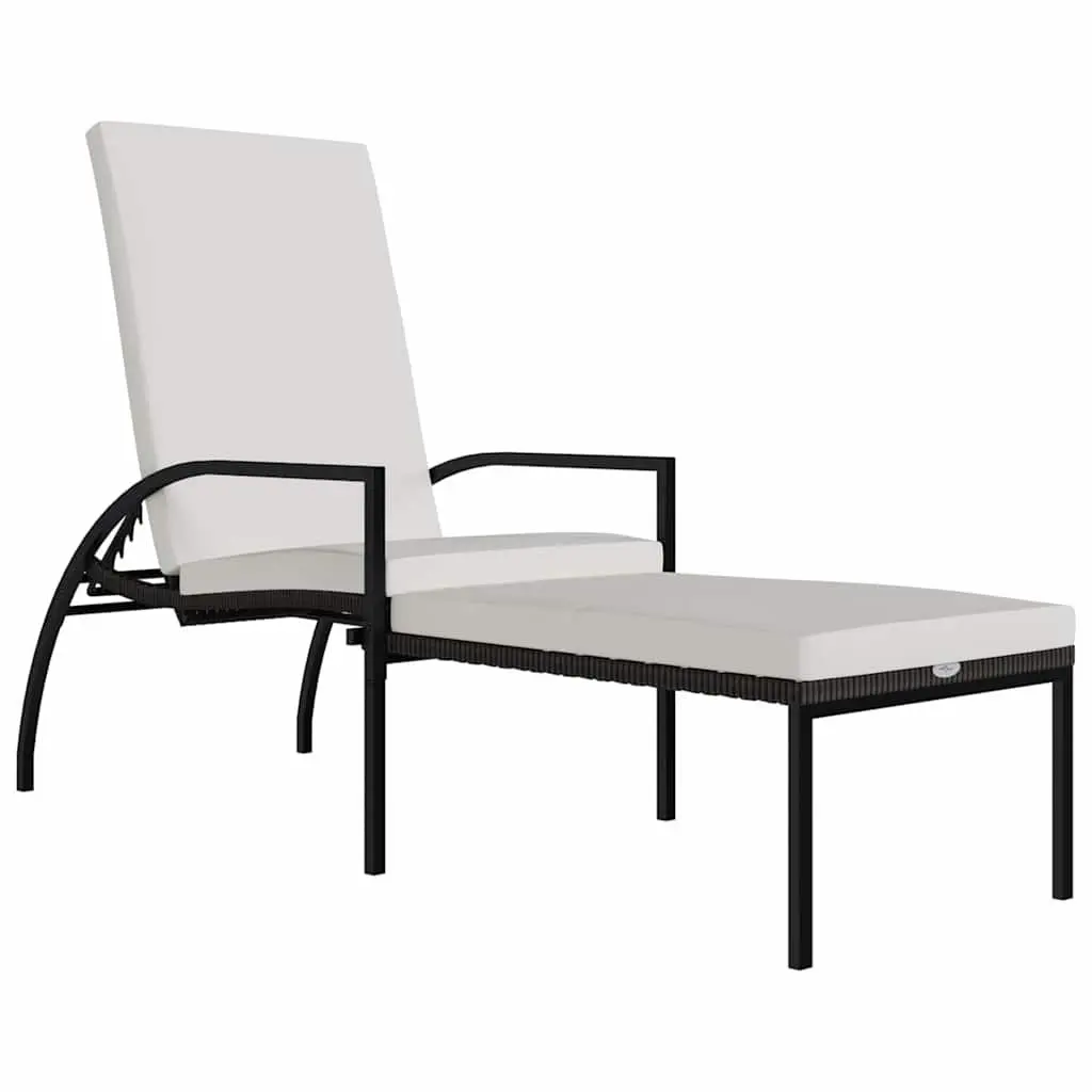 Sun Lounger Brown Steel Frame Adjustable Backrest Integrated Footrest Outdoor Lounge Chair