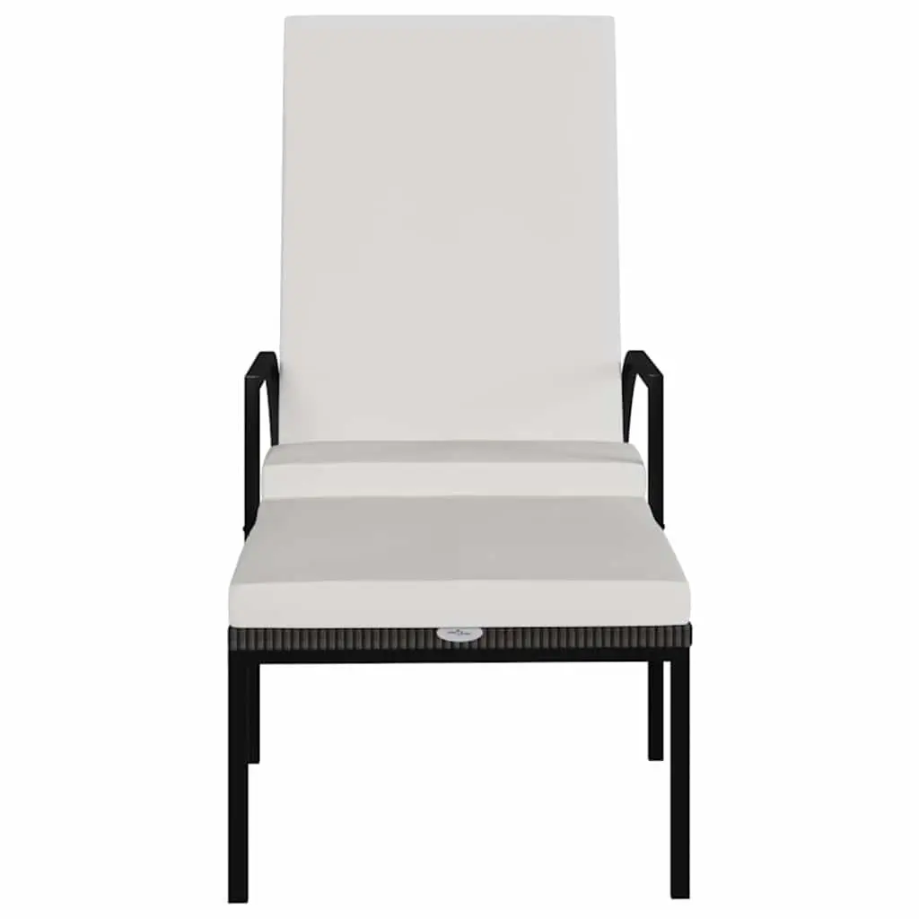 Sun Lounger Brown Steel Frame Adjustable Backrest Integrated Footrest Outdoor Lounge Chair
