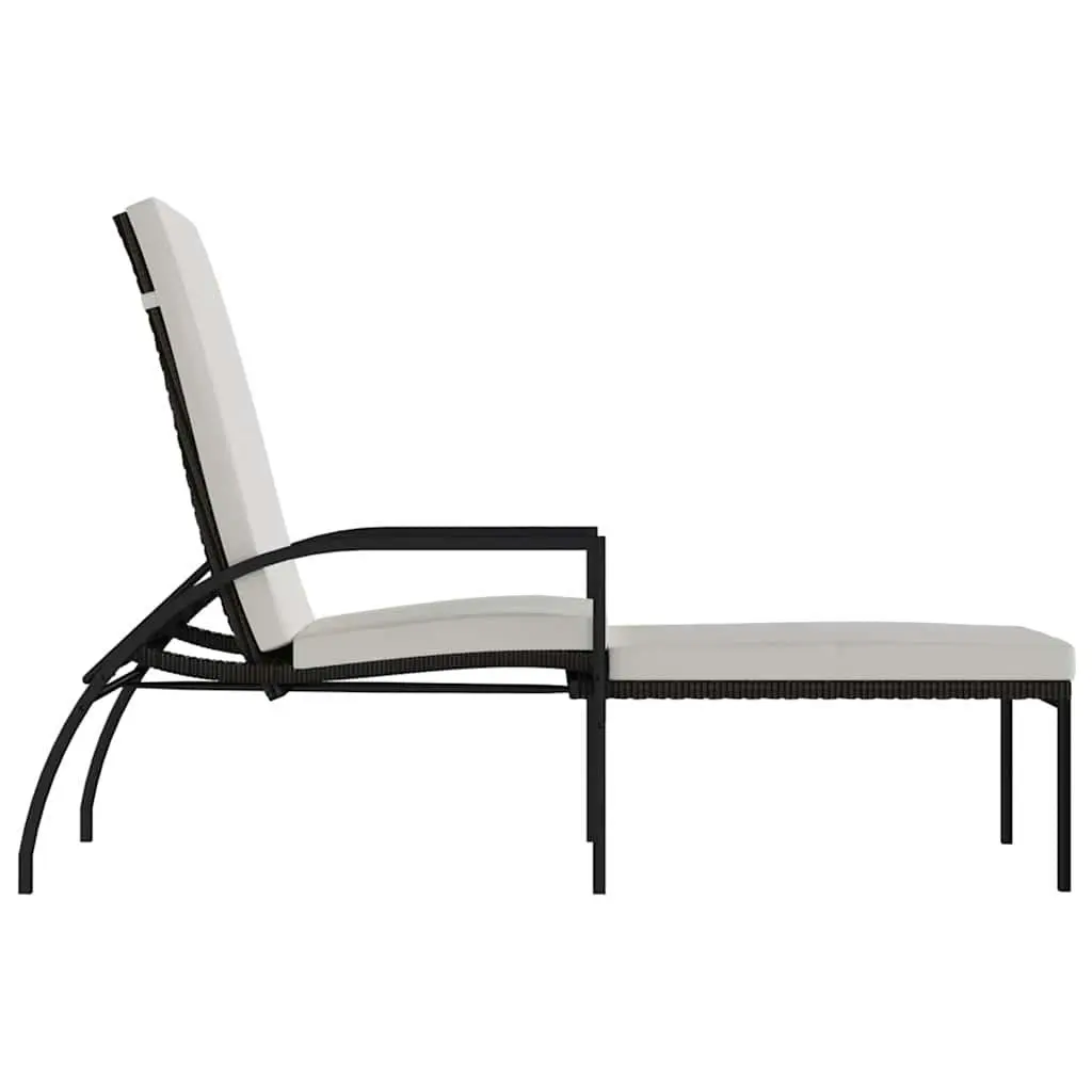 Sun Lounger Brown Steel Frame Adjustable Backrest Integrated Footrest Outdoor Lounge Chair