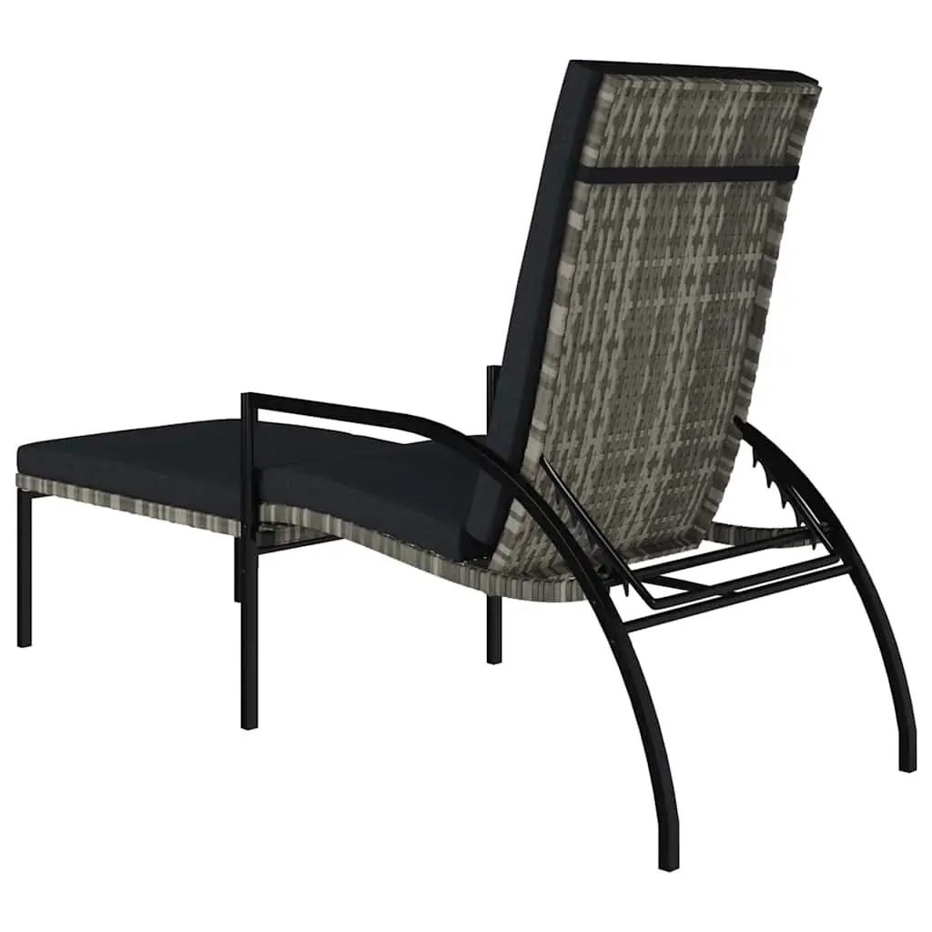 Sun Loungers 2pcs with Footrest Grey Outdoor Lounge Chairs Patio Garden Seating