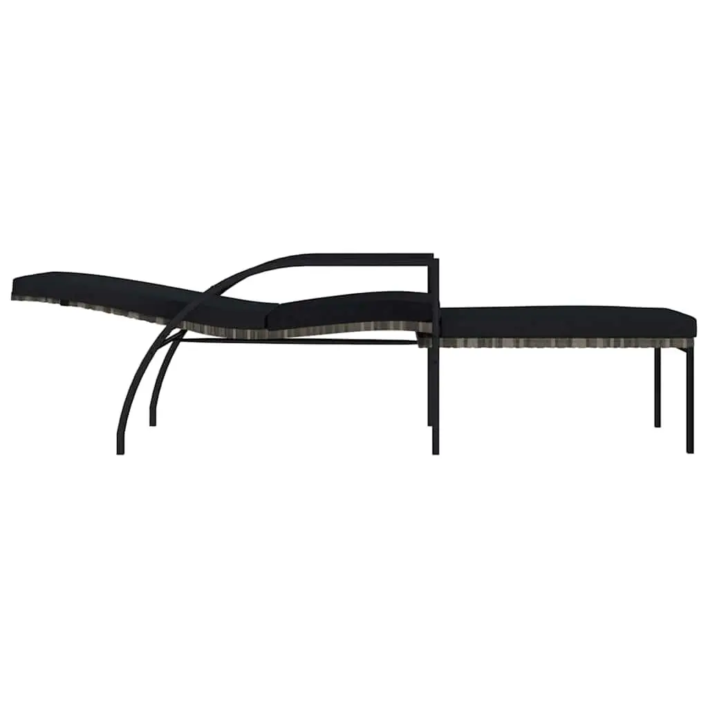Sun Loungers 2pcs with Footrest Grey Outdoor Lounge Chairs Patio Garden Seating