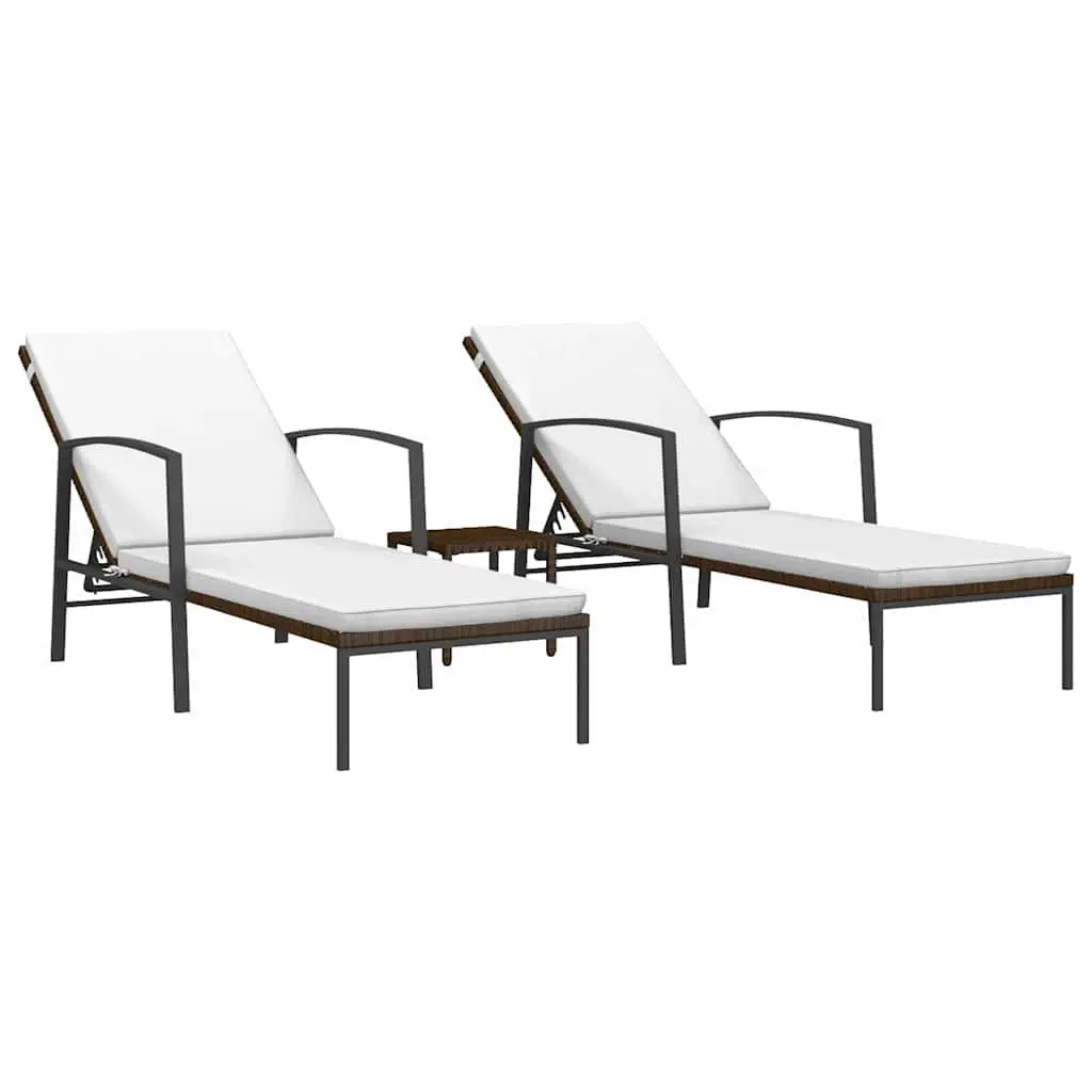 Brown Sun Loungers with Table