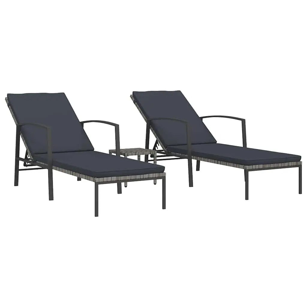 Sun Lounger with Side Table 2 Piece Set Outdoor Patio Garden Lounge Chair
